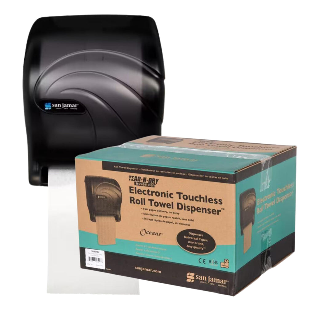 San Jamar Ocean Essence Tear-N-Dry Paper Towel Dispenser, Storage Solution for Bathroom and Kitchen, 14.44" x 11.75" x 9.13", 1 Count, Black Pearl