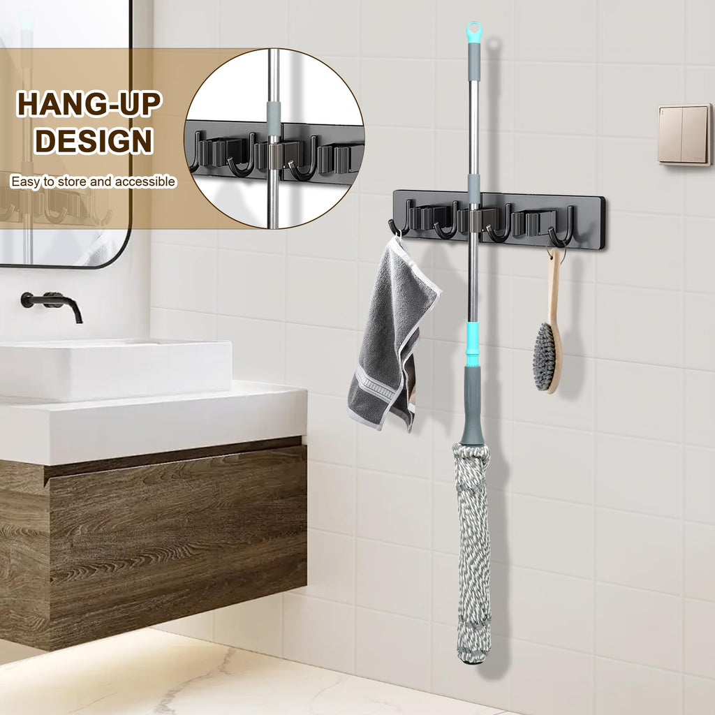Kickleen Self Wringing Mop - Easy Squeeze Twist Mop with 52.5 Inch Long Handle, Heavy Duty for Hardwood, Tile, Vinyl & Laminate Floors (Gray)