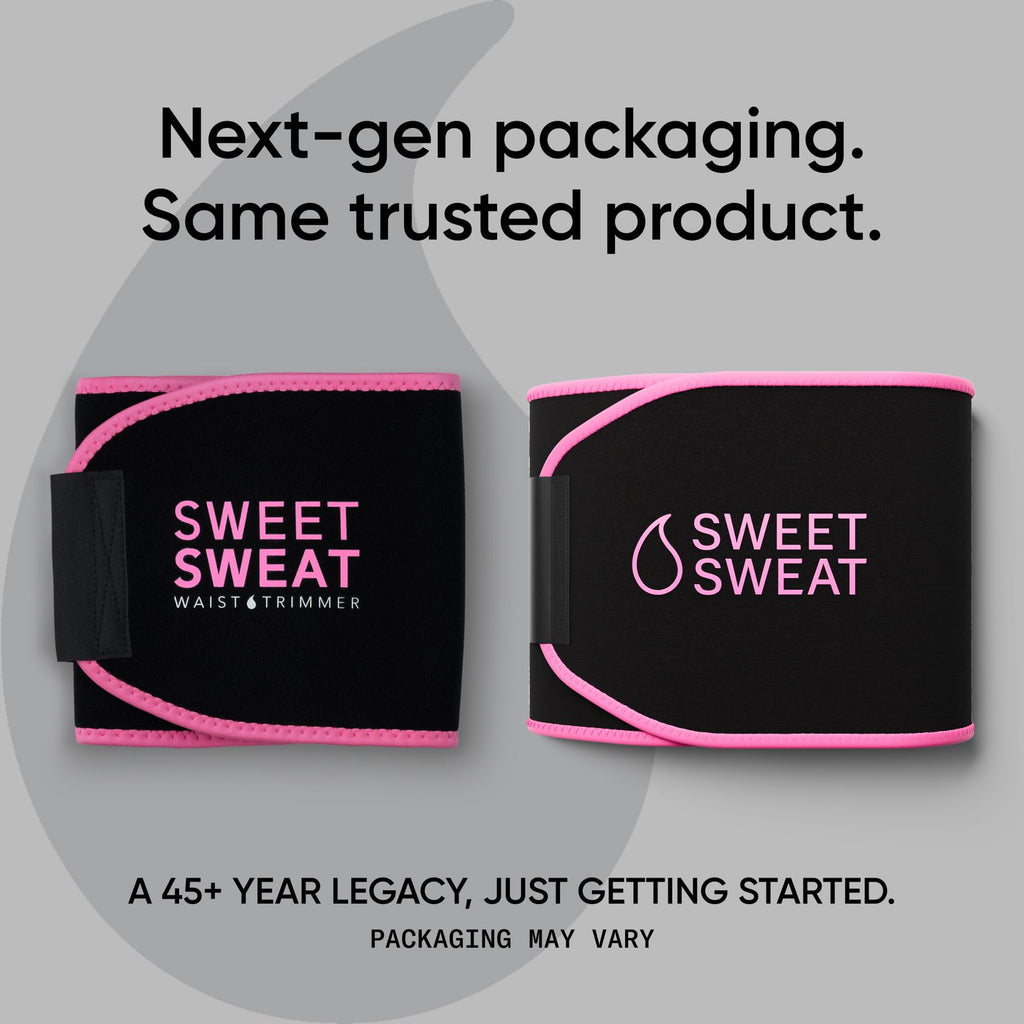 Sports Research Sweet Sweat Waist Trimmer (Core Series) - Premium Sweat Enhancing Fitness Band for Women & Men - Adjustable Fit �� Latex-Free Neoprene - Pink Logo, Medium