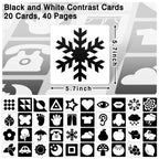 High Contrast Baby Cards for Infants, Black and White Baby Cards High Contrast Baby Toys for Newborns Visual Stimulation Brain Development Learning 20 Pcs 40 Pages 5.7'' x 5.7'' （0-3 Months）