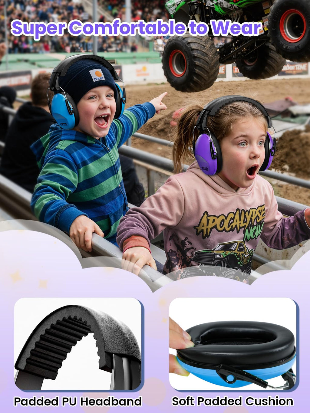Dr.meter Noise Cancelling Headphones for Kids Adults 2 PACK, SNR27.4 Ear Protection Kids Ear Muffs, Adjustable Earmuffs for Monster Jams, Sensory Autism, Concerts, Fireworks