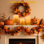 Maple Leaf Flameless Candles Set of 3, Fall Candles with Remote & Timer