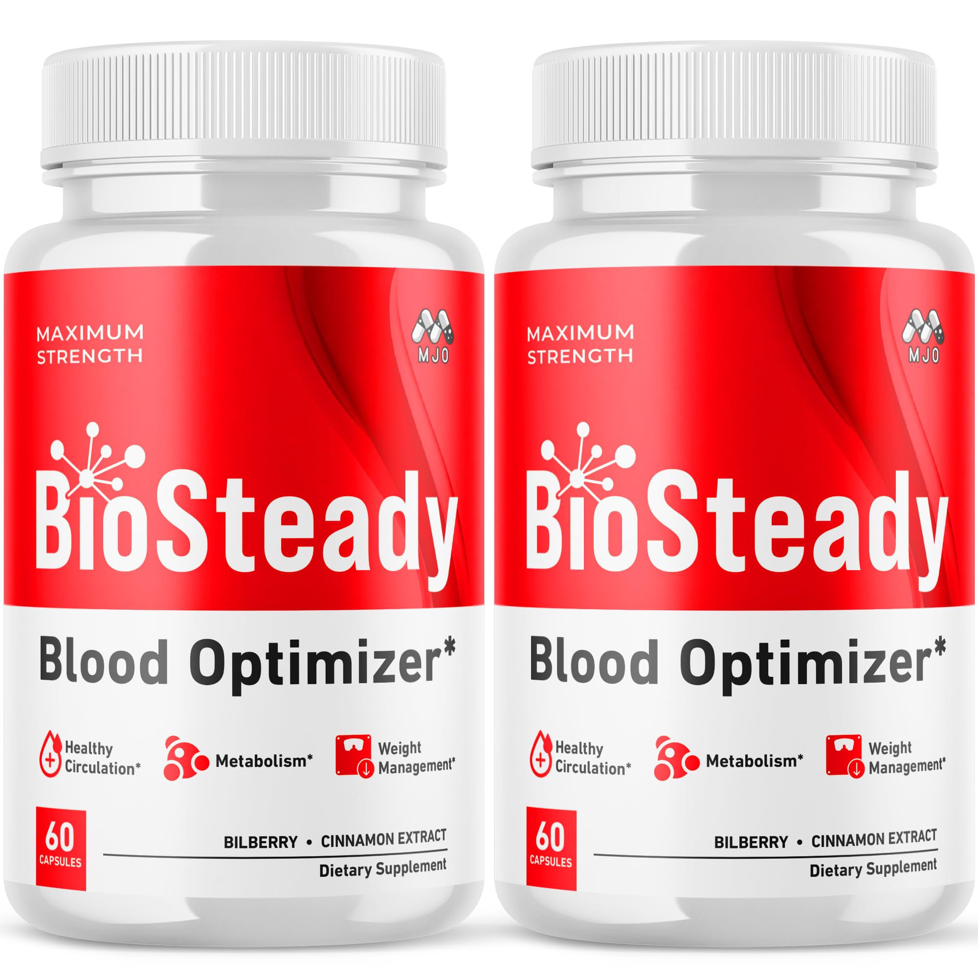 (2 Pack) Biosteady Blood Optimizer Capsules, Official Bio Steady Pills with All Natural Ingredients, Biosteady Advanced Health & Wellness Supplement with Maximum Strength Multivitamins (120 Capsules)