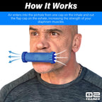 Bas Rutten O2Trainer: Breathing Muscle Training Device | Lung Power & Endurance Tool for Athletes, Singers & High-Altitude Performance | Diaphragmatic Respiratory Trainer | 16 Resistance Caps | Blue