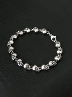 HAQUIL Gothic Skull Beaded Link Bracelet for Men, Skull Jewelry Gift