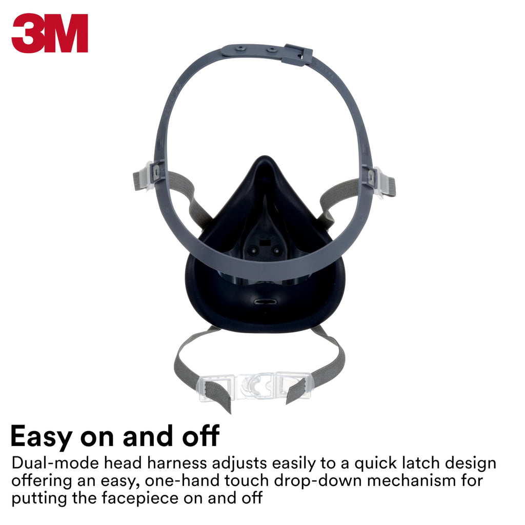3M Reusable Respirator Half Facepiece 7503, NIOSH, 3M Cool Flow Valve, Dual Airline Supplied Air Compatible, Integrated Dropdown Suspension, Bayonet Connections, For Chemical Handling, Painting, Large