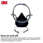 3M Reusable Respirator Half Facepiece 7503, NIOSH, 3M Cool Flow Valve, Dual Airline Supplied Air Compatible, Integrated Dropdown Suspension, Bayonet Connections, For Chemical Handling, Painting, Large