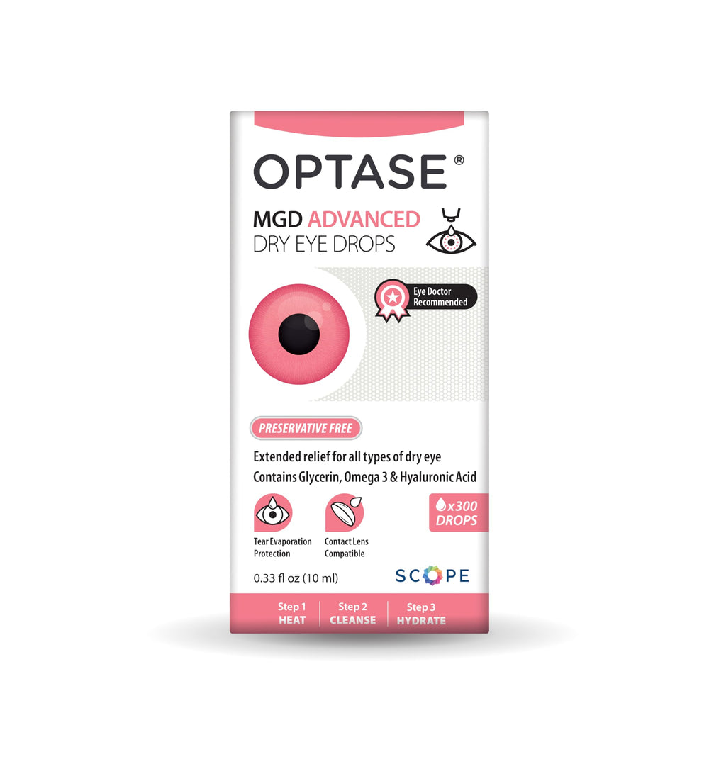 Optase MGD Advanced Dry Eye Drops, 0.33 fl oz - Lipid-Containing Preservative Free Eye Drops for Dry Eyes - Visually Clear Artificial Tears - Contact Lens Compatible - Multidose Bottle with 300 Doses