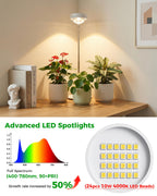 Tmsluody Plant Grow Light, Full Spectrum Grow Lights LED Spotlight with Metal Base, Desk Plant Growing Lamps with Auto On Off Timer 3/9/12H, 6 Brightness Levels, 9.8-25.6'' Adjustable Height