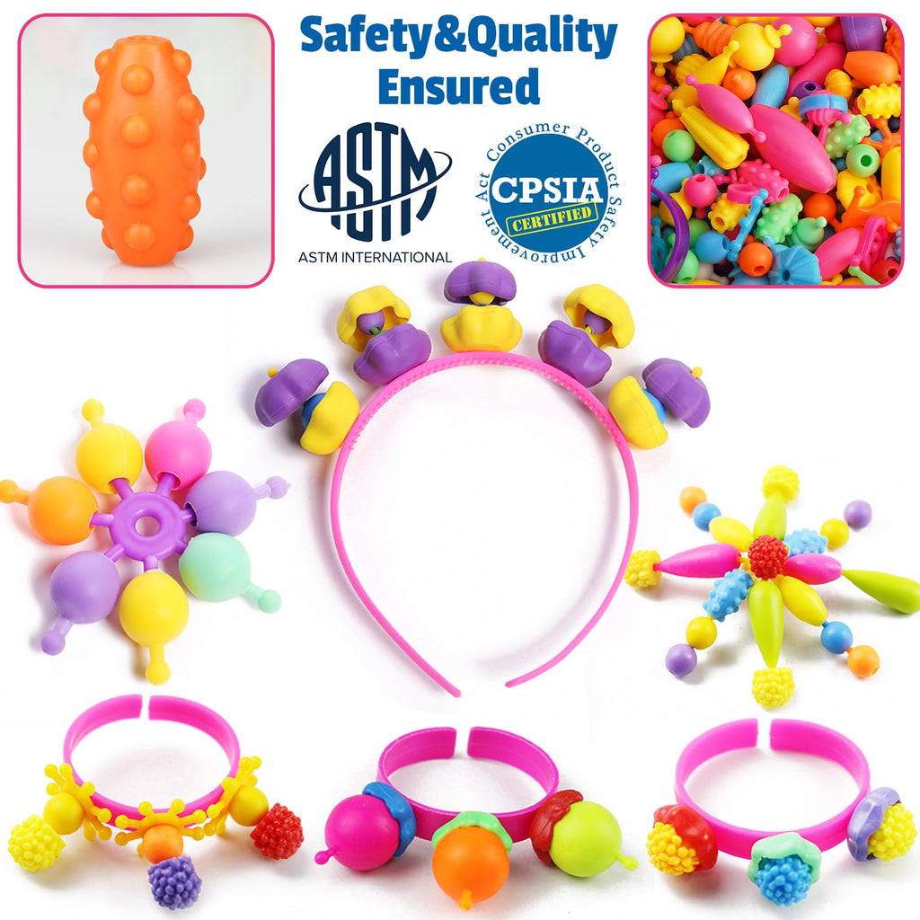 FUNZBO 520+ Pop Beads, Jewelry Making Kit for Kids Girls 3-6 Birthday Gifts