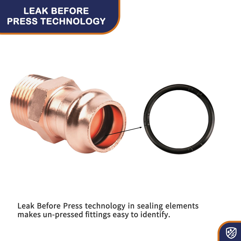 Cherbo Copper Press Fittings 3/4 inch Male Adapter Pressure Copper Fitting P x Male NPT Connection for Residential, Commercial 10-Pack