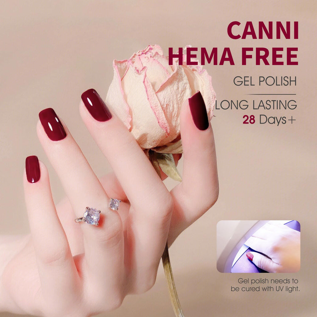 CANNI Dark Red Gel Nail Polish Set, 6Pcs 9ml Burgundy Gel Polish Kit