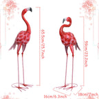 SUNREEK 2Pcs Flamingo Outdoor Statues, Metal Flamingo Yard Art Decor for Garden Home Patio Yard Display