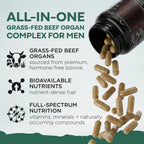 Wild Grass Fed Beef Organ Supplement for Men - Complete Ancestral Nutrition Complex with Beef Liver, Testicle, Prostate & Bone Matrix - Organ Meat Supplements - 30 Day Supply