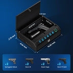 Gun Safe for Handgun, Biometric Handgun Safe with Drop Slot Quick Access with Stealth Mode, 3-Way Unlock Fingerprint Digital PIN Key Pistol Safe, Handgun Safe Lock Box with Carbon Steel Cable for Car