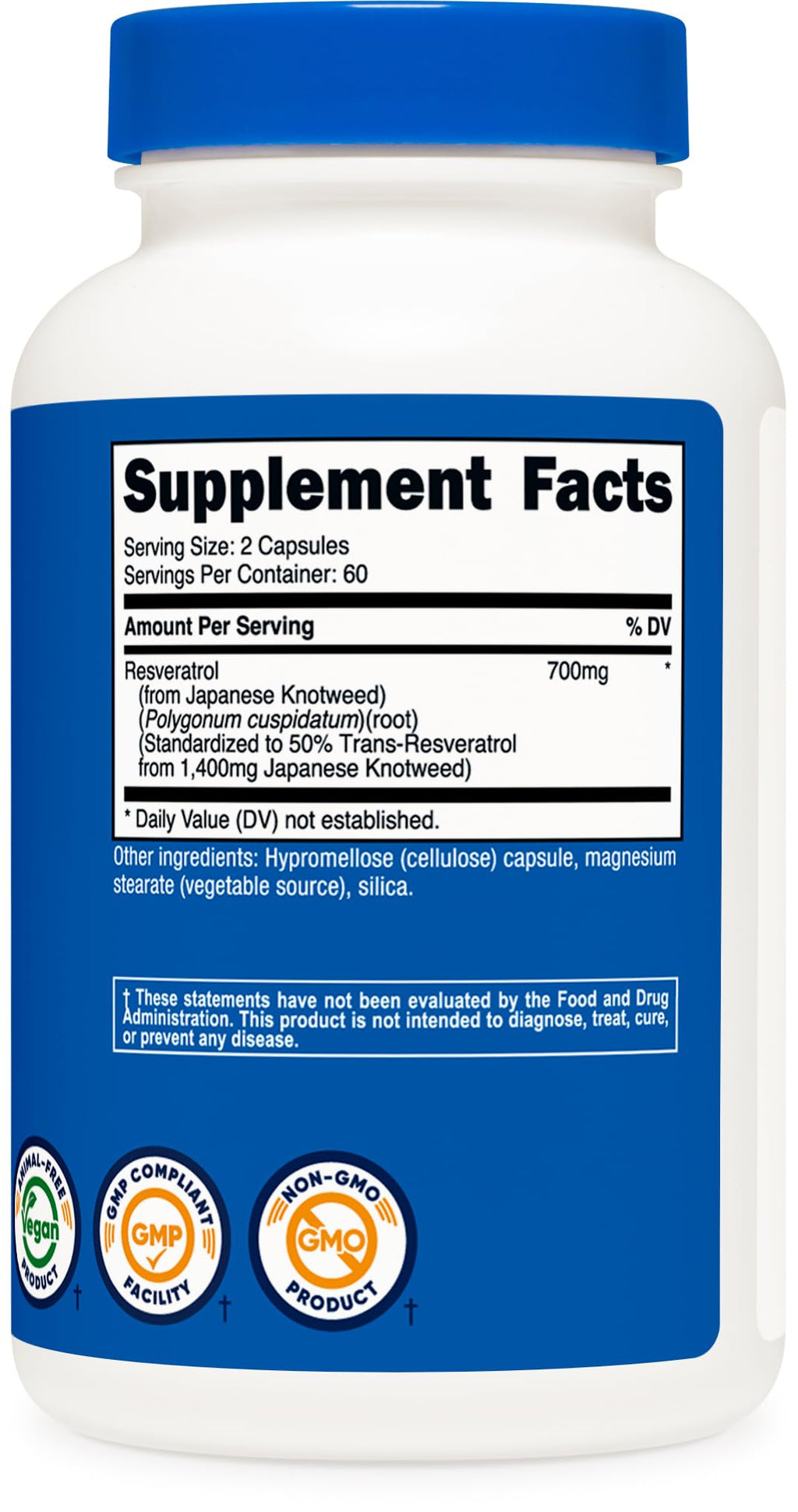 Nutricost Resveratrol 700mg, 120 Capsules - Vegan, Gluten Free, Non-GMO