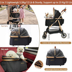 MILA&LOUIS Dog Stroller, 24" Pet Cradle, Lightweight & Stylish Pet Stroller for Small and Medium Pets, 33 Lbs Capacity with Cup Holder, Hook, Detachable Aluminum Cradle (Black)