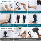 TAILI Suction Cup Razor Holder for Shower 2 Pack, Towel, Loofah, Shaver Holder for Shower Wall, Powerful Suction Cup Hooks for Inside Bathroom, Easy to Install and Reuse, Black