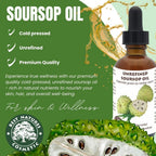 Virgin Soursop Oil (Anona Muricata, Graviola, Guanabana) – 100% Pure, Organic, Cold-Pressed, Unrefined – 2oz - 60ml – Natural Facial Oil & Moisturizer for Dry, Damaged, or Sensitive Skin