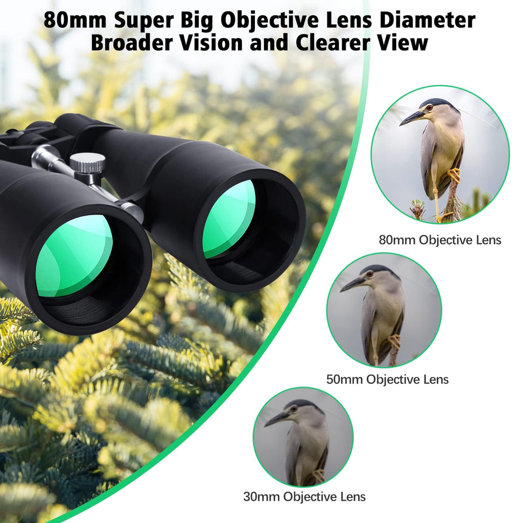 30-260X80 High Power Binoculars for Adults, Outdoor Long Range Binoculars for Birdwatching Hunting Stargazing Travel with Tripod Adapter and Carrying Case (Black, 30-260X80)