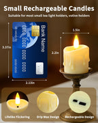 CAQUIRU 6 Pack Small Rechargeable Flameless Candles with Remote Timer
