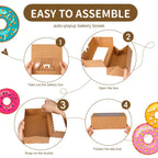 Moretoes 28pcs Cookie Boxes with Window, 9x6x3 Inch Brown Bakery Boxes Pastry Containers for Chocolate Covered Strawberries, Candy, Muffins, Donuts