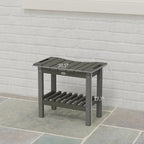Outsunny Shower Bench for Inside Shower, HDPE Shower Stool with Handle, Storage Shelf, Non-Slip Pads, Waterproof Foot Stool for Indoor Outdoor, Dark Gray