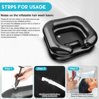 Inflatable Shampoo Basin, Loc Detox Tub for Dreads, Shampoo Buddy Bowl for Bedridden, Disabled,Injured with 2.5 GL Portable Water Shower Bag（Black）