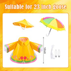 DECOHS 3 Pcs/Set Raincoat Porch Goose Outfits, Summer Lawn Goose Statue Raincoat Costume, Yard Goose Clothes Raincoats Umbrella Hat Outfit for 23" Statue Patio Garden Decoration (Yellow)