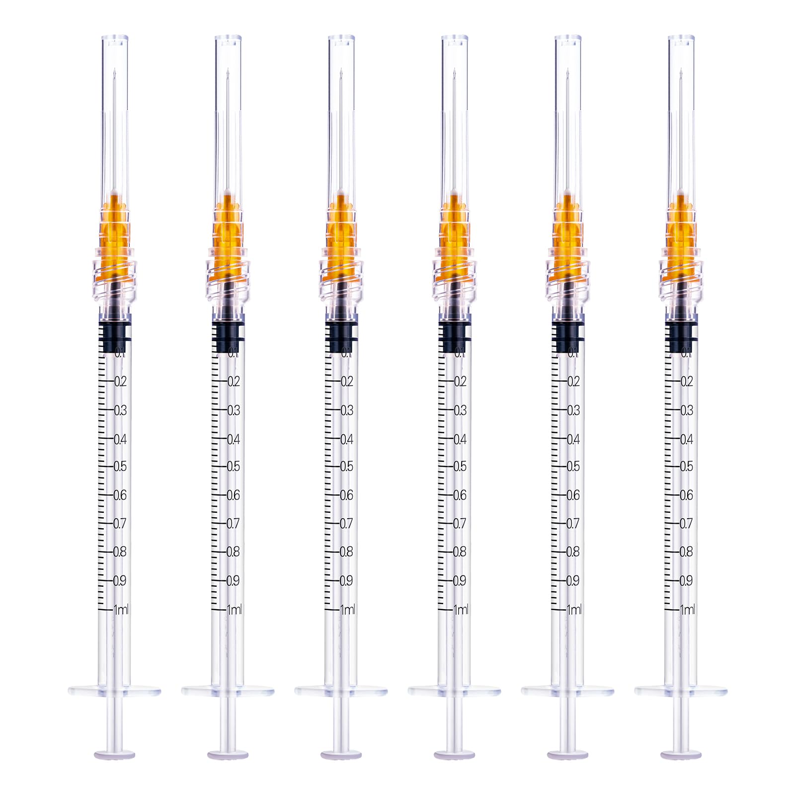 1ml/cc Disposable Syringe with 25 Gauge 1 Inch,Individual Package,Pack of 100