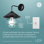 GE LED+ A19 Dusk to Dawn LED Light Bulbs, Automatic On/Off Outdoor Security Light, Soft White (2 Pack)