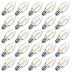 Meconard C7 LED Replacement Christmas Light Bulbs, C7 Shatterproof LED Bulbs for Christmas Indoor Outdoor String Lights, E12 Candelabra Base, Commercial Grade Holiday Bulbs, Warm White, 25 Pack