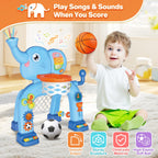 SpringFlower Toddler Basketball Hoop & Soccer Goal Activity Center Toys with Light & Music,Elephant Toddlers Musical Toys Gift, Baby & Toddlers Christmas Birthday Gift for 1 2 3 Year Old Boys & Girls