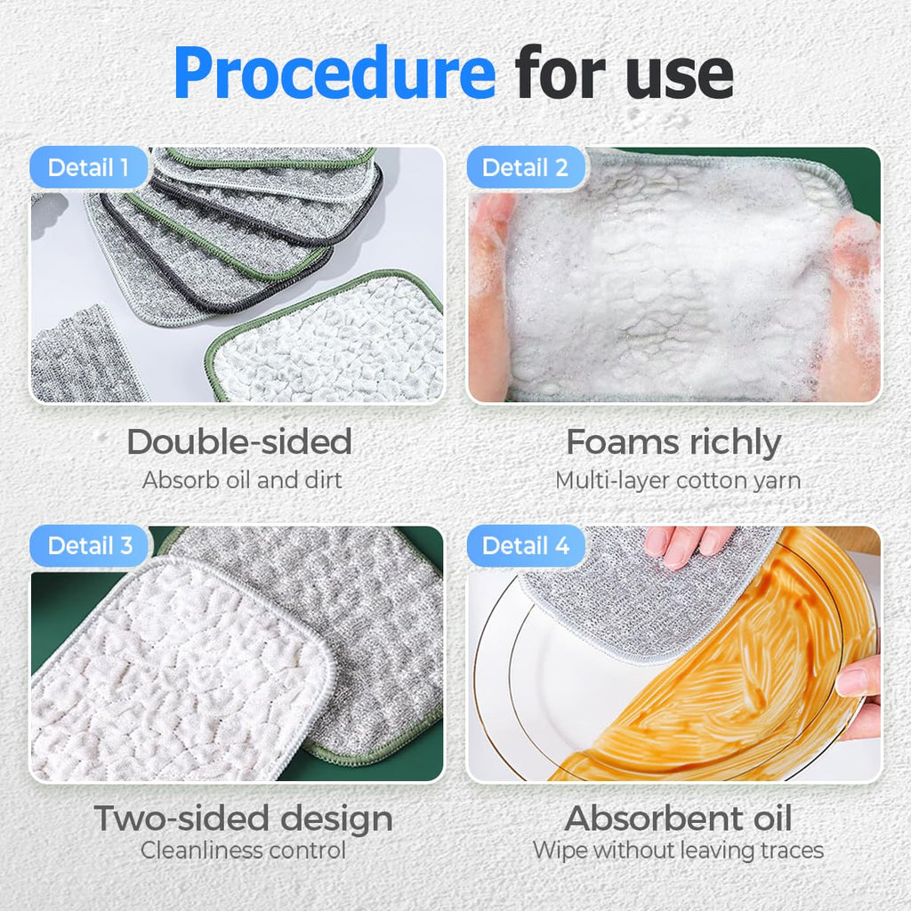 QITELL Multipurpose Steel Wire Cleaning Cloth - Double-Sided Scrub Rag for Kitchen Pots Pans Wet Dry (15)