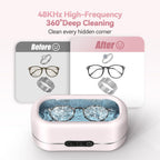 BYASKZIV Jewelry Cleaner Ultrasonic Machine, Upgraded 48KHz Ultrasonic Cleaner with 304 Stainless Steel for Jewelry, Eyeglasses, Rings, Watch Strap, Dentures-Pink