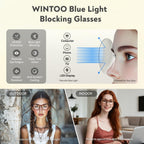 WINTOO Blue Light Glasses for Woman Men | 99% Blue Light Blocking Glasses for Computer Gaming TV Phone Screen Square Frame | Anti Eyestrain & UV Glare Protection - 3 Pair