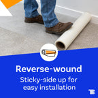 TapeManBlue Carpet Protection Film 36" x 200' roll, Self Adhesive Plastic Carpet Protector Film with Clean Removal & Easy Unwind, Durable Protection Tape to Shield Your Surface from Dirt and Spills
