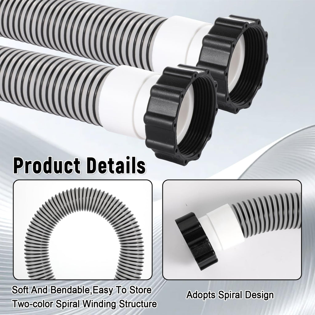 Conderyang 1 Pack 1 1/2 Pool Hose for Above Ground Pools 15ft Long Pool Pump Replacement Filter Hoses 1.5" EVA Swimming Pools Filter Hose for Filters Pumps, Saltwater Systems and Sand filters (Black)