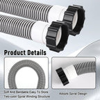 Conderyang 1 Pack 1 1/2 Pool Hose for Above Ground Pools 15ft Long Pool Pump Replacement Filter Hoses 1.5" EVA Swimming Pools Filter Hose for Filters Pumps, Saltwater Systems and Sand filters (Black)