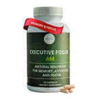Executive Focus AM Nootropic Brain Supplement – Memory, Focus & Mental Clarity Support – Clean Energy Without Jitters – Cognitive Boost for Attention & Productivity – 30 Day Capsules