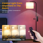 Remote Floor Lamp for Living Room and Bedroom - Modern RGB Standing Lamps Tall with Led Blub and Dimmable Light - Black Arc Room Lights with Shade for Home Decor Office Corner and Reading ( Black+RGB)