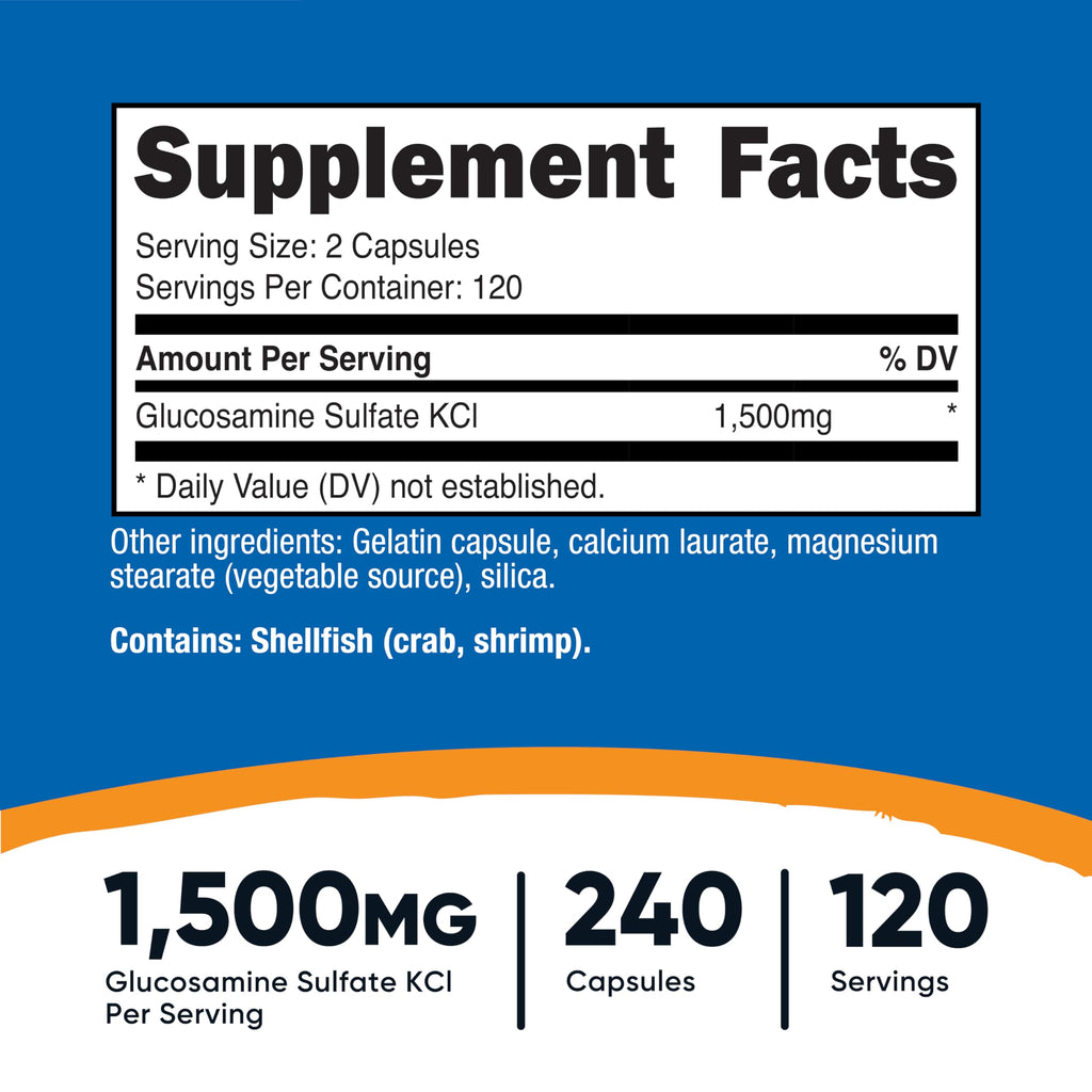 Nutricost Glucosamine Sulfate 1500mg, 240 Capsules - 750mg Per Capsule, Gluten Free, Non-GMO
