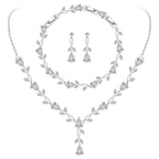 GZWHD Bridal Jewelry Sets for Wedding Bridesmaid Accessories Necklace Bracelet Earrings Set for Bride Silver Jewelry Set for Women Party Prom