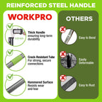 WORKPRO 65 Inch Bow Rake, 17-Tine Metal Head Rake with Adjustable Handle