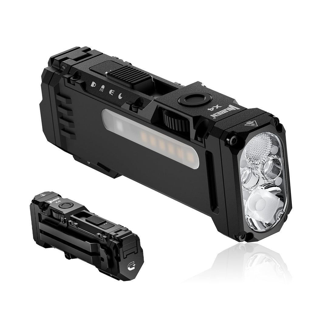 WUBEN X4 EDC Flat Flashlight with RGB Light, 1500 Lumens Mini Flashlight with Tactical Switch and Magnetic, IP68 Portable Pocket Clip USB C Flash Light for Camping, Checking, Emergencies