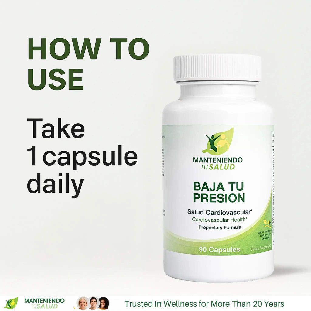Manteniendo Tu Salud Baja Tu Presion Hawthorn Extract, Herbal Supplement, Garlic Extract, 90 Capsules
