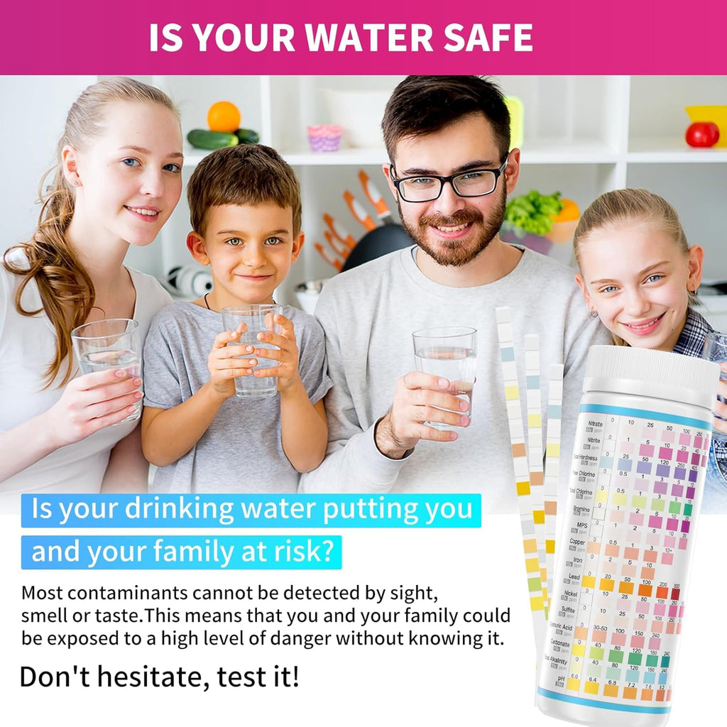 PooTe 21 in 1 Water Testing Kits for Drinking Water - Accurate Drinking Water Test Kit - Water Test Strips for House Water Well and Tap Water for pH Hardness Chlorine Lead Iron Bacteria & More