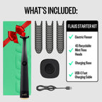 FLAUS Electric Flosser (Extra Strength Woven) - Shark Tank + Oprah's List - Water Floss Alternative - Plaque Remover for Adult- Easy Vibration Flossing - Safe Portable Gum + Teeth Cleaning Tool