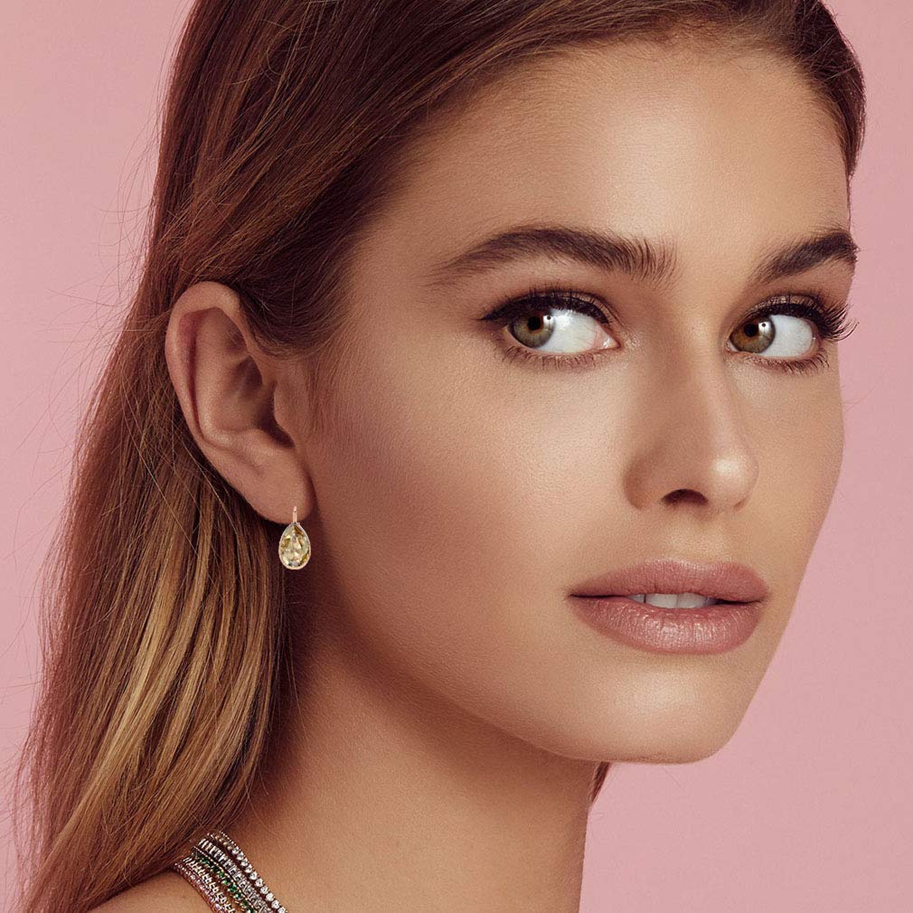 EVEVIC Austrian Crystal Teardrop Leverback Drop Earrings for Women