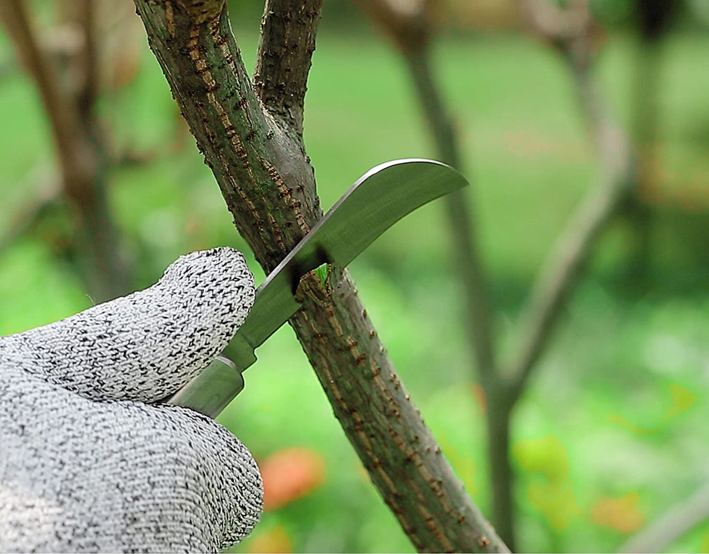 PUELDU Grafting Knife With 2 Blades & 2 Tapes - Stainless Steel Gardening Tool for Plant Grafting, Pruning, Fruit Picking - Portable Rosewood Handle, Bark Lifter (Foldable)
